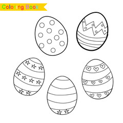 Colouring Easter bunny worksheet. Educational printable coloring worksheet. Vector set of easter bunny on white background. Motor skills education. Vector illustrations.