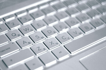 remote work at a computer, laptop close-up, keyboard close-up