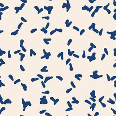 Fototapeta na wymiar Indigo tie dye shibori vector seamless pattern. Minimalist geometric oriental endless tile repeat in navy blue and white. Organic texture. Japanese traditional print.
