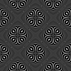 Abstract geometric seamless pattern. Black and white minimalist monochrome artwork with simple shapes.Black and White Flower of Life Sacred .Geometry Circle Pattern Abstract Background.Stylish Chaotic