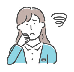 Simple business woman (upper body)  gesture illustration |  stress, worry, confused