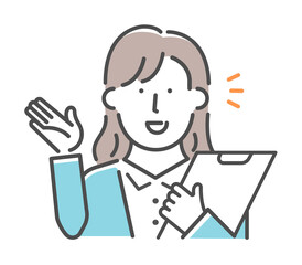 Simple business woman (upper body)  gesture illustration | introduction,  recommend