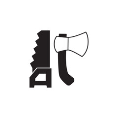 Lumberjack tool icon in black flat glyph, filled style isolated on white background