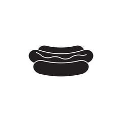 hotdog icon in black flat glyph, filled style isolated on white background