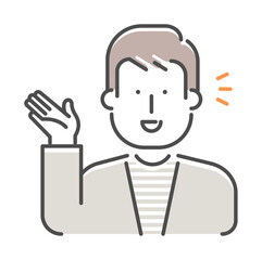 Simple young man (upper body)  gesture illustration | introduction,  recommend