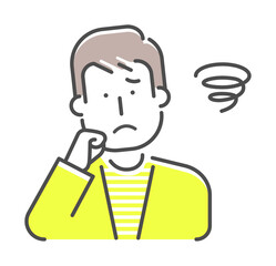 Simple young man (upper body)  gesture illustration |  stress, worry, confused