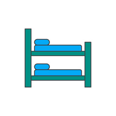 Accommodation bunk bed icon in color icon, isolated on white background 