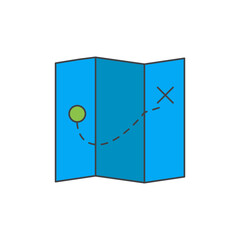 Hiking map, orienteering map icon in color icon, isolated on white background 