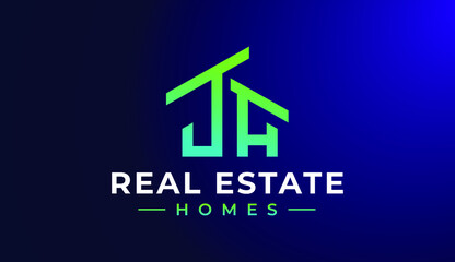 Investment Property Real Estate, Building and Construction Vector using JH wordmark company logo design