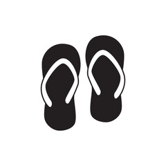 Beach flipflops footwear icon in black flat glyph, filled style isolated on white background