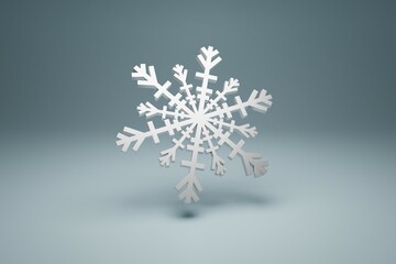 Snowflake 3d render, soft background