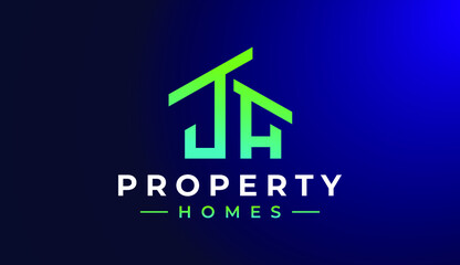 Investment Property Real Estate, Building and Construction Vector using JH wordmark company logo design