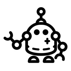 Robot Flat Icon Isolated On White Background