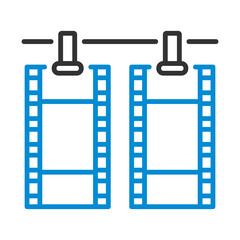 Icon Of Photo Film Drying On Rope With Clothespin