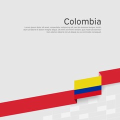 Colombia flag background. State colombian patriotic banner, cover. Ribbon color flag of colombia on a white background. National poster. Vector tricolor flat design