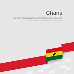 Ghana flag background. Ghana state patriotic banner, cover. Ribbon color flag on a white background. National poster. Vector tricolor flat design
