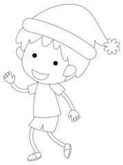 A boy doodle outline for colouring