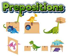 Preposition wordcard with dinosaur and box