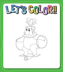 Worksheets template with let’s color!! text and bear outline