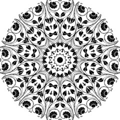 Circular pattern in form of mandala decoration. Decorative ornament in ethnic oriental style. Coloring book page.Simple Mandala Shape for Coloring.Oriental. Book Page.Vintage decorative elements.