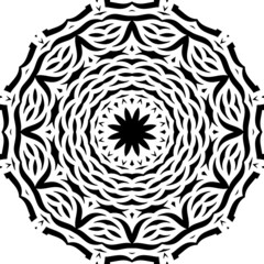 Fototapeta premium Mandala Pattern Stencil doodles sketch.Artistic Circular Pattern Design. perfect looping curve.Mandala vector coloring book black outline silhouette on white.Vintage decorative elements.