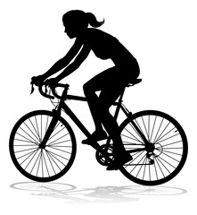 Obraz premium Woman Bike Cyclist Riding Bicycle Silhouette