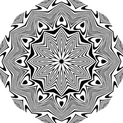 Mandala vector element round ornament decoration for adult coloring pages, stress relief and relaxation meditation, tattoo, henna.Mandala pattern Coloring book Art wallpaper design, tile pattern.