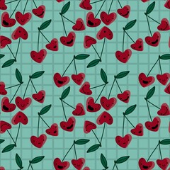 Summer fruit seamless cherry pattern for fabrics and textiles and packaging and gifts and cards and linens and kids