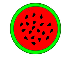 A piece of watermelon in isolate on a white background. Vector illustration