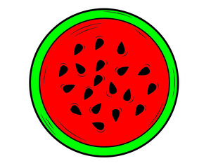 A piece of watermelon in isolate on a white background. Vector illustration