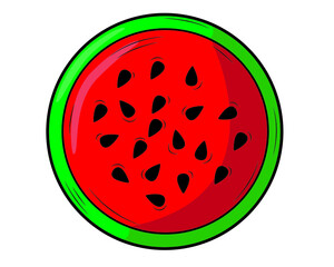 A piece of watermelon in isolate on a white background. Vector illustration