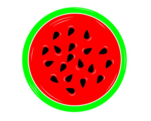 A piece of watermelon in isolate on a white background. Vector illustration