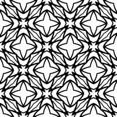 Abstract endless geometric texture illustration of symmetric lattice repeat tiles. Simple minimalist black & white background. Design for prints, textile, decor.Geometric texture with curved shapes.