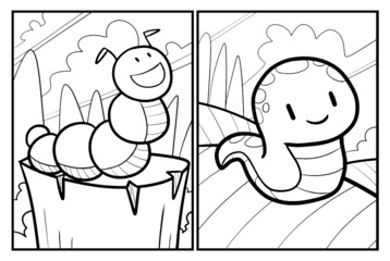 Kawaii caterpillar cartoon coloring pages