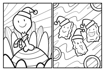 Cute christmas chicken meat coloring pages