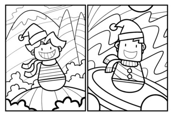 Cute male christmas wooden toys coloring pages