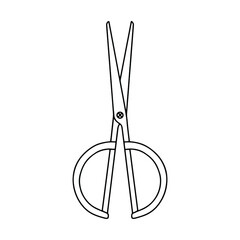 Outline scissors icon, doodle, black and white illustration. Vector Stock illustration.
