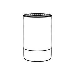 Round paper box for tea or other bulk products. Outline vector realistic mockup.