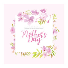 Fototapeta na wymiar Lovely Mother's Day background in watercolor style/ Greeting card