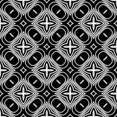 Abstract Vector Seamless Black and White home Pattern Background . background design with texture, geometric pattern, triangles, star, line and circle shapes in artsy style illustration.
