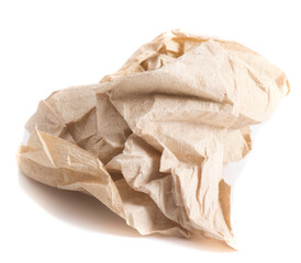 Crumpled ball of gray paper on a white background isolated,