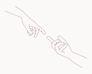 Continuous Line Drawing of Hands Couple Trendy Minimalist Prints Set for Wall Art Design. Vector EPS 10. Line art in a trendy minimalist style.