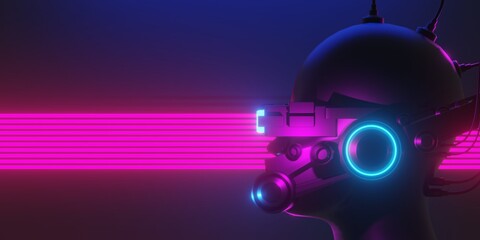 3d rendering illustration of gaming background abstract, cyberpunk style of gamer wallpaper, neon glow light of scifi metaverse © issaronow