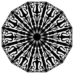 Easy Lining black and white mandala for coloring book pages. Abstract doodle shape to color for kids and beginners.template.Artistic Circular Pattern Design. perfect looping curve scale.