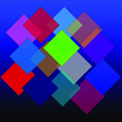 Abstraction cube square multicolored blue fog