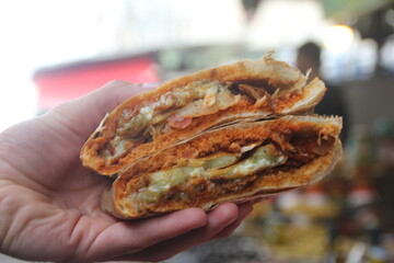Grilled meat in pita bread 
