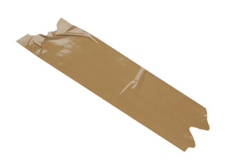 Piece of brown adhesive tape isolated on white, top view