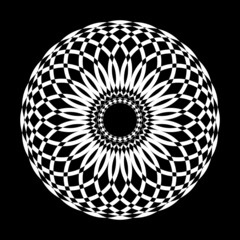 Psychedelic Mandala lines.Abstract pattern. Texture with wavy,curves stripes. Optical art background.Wave design black and white.illustration.Abstract background with black and white striped.
