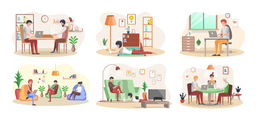 Working people. Office staff, work and communication. Head and subordinates. Various workers, managers team. Business employees on workspace. Office workers. Co-workers. Colleagues project teamwork