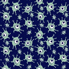 Kids seamless aliens monsters pattern for wrapping paper and gifts and cards and textiles and packaging and hobbies